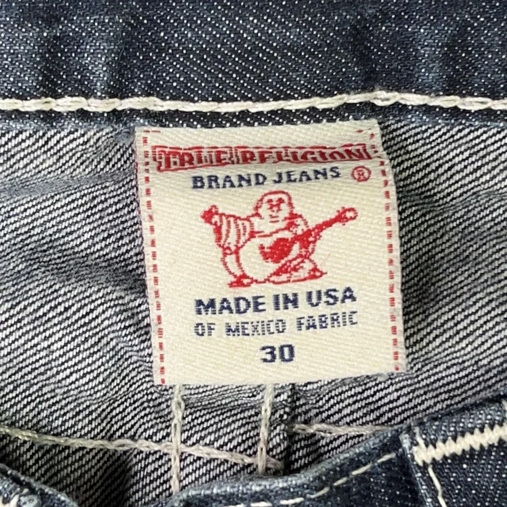 True Religion Denim Shorts Mens‎ 30 Blue Good Big T Stitching Cut Off Raw Hem